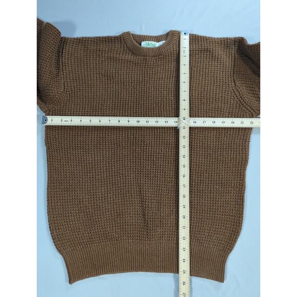 VTG Ash Creek Trading M Brown Silk Cotton Knit Sweater Textured Pullover - Picture 6 of 9